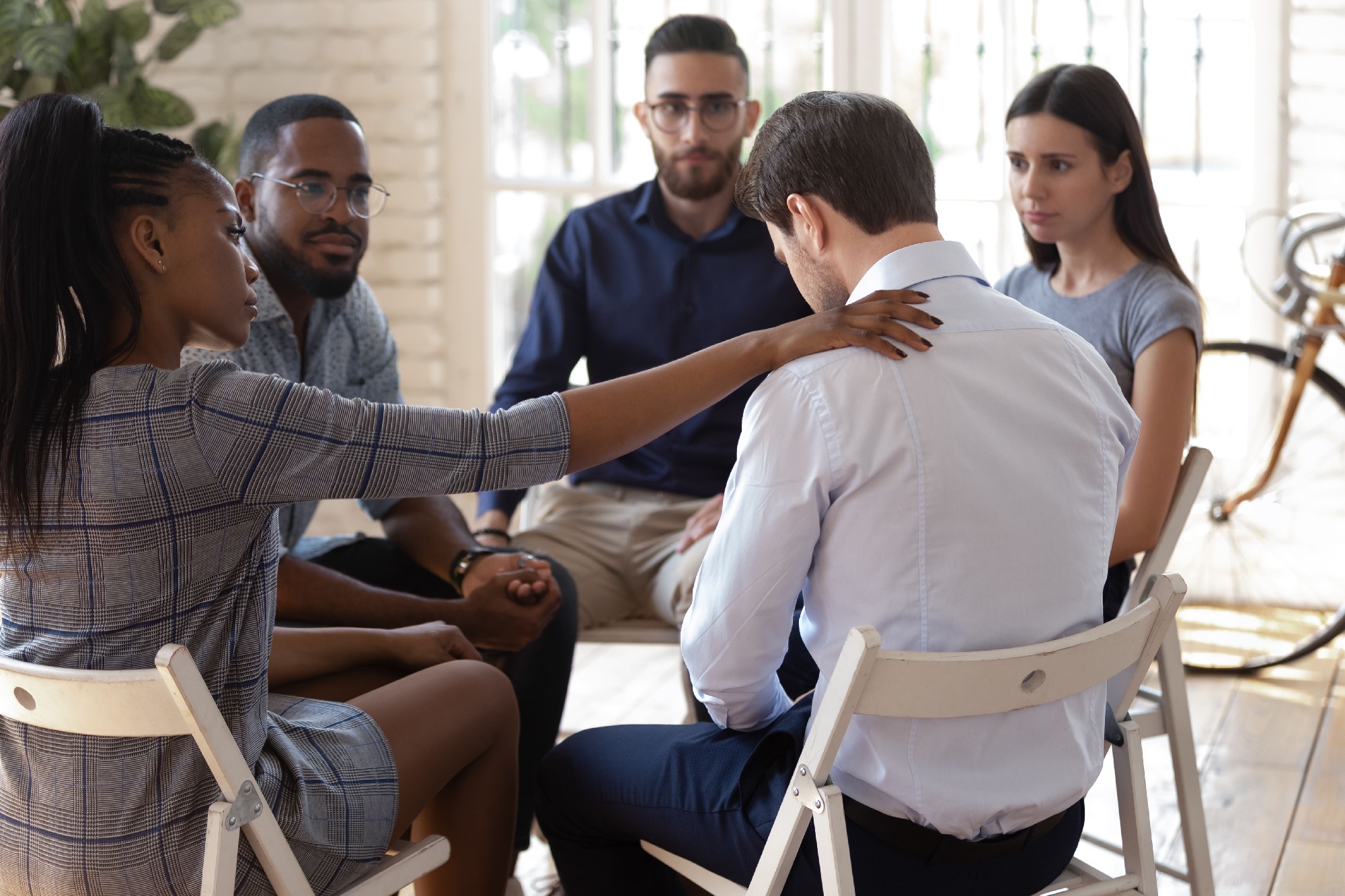 Counselor in a group therapy session