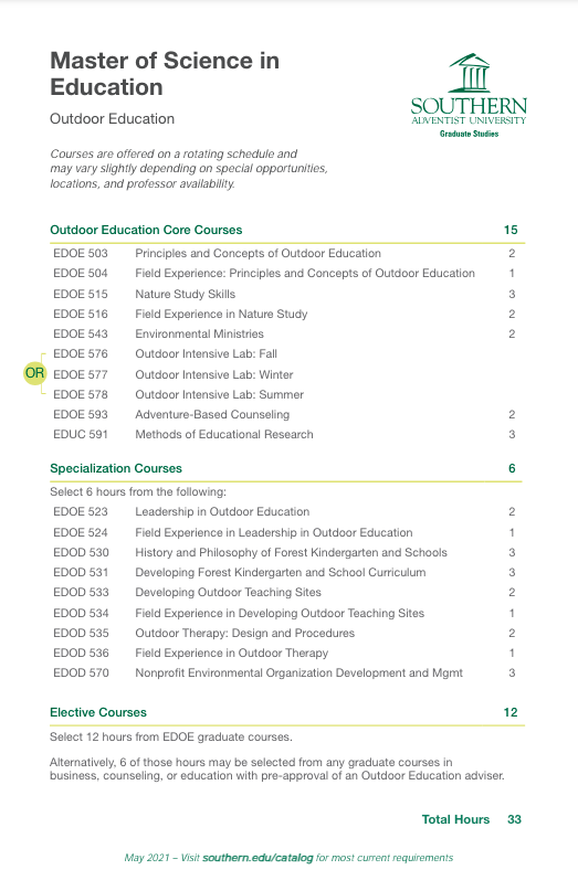MS Ed_Outdoor Educaiton